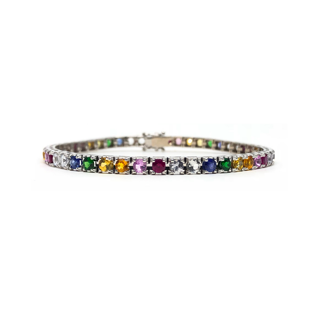 Rainbow gemstone online tennis bracelet