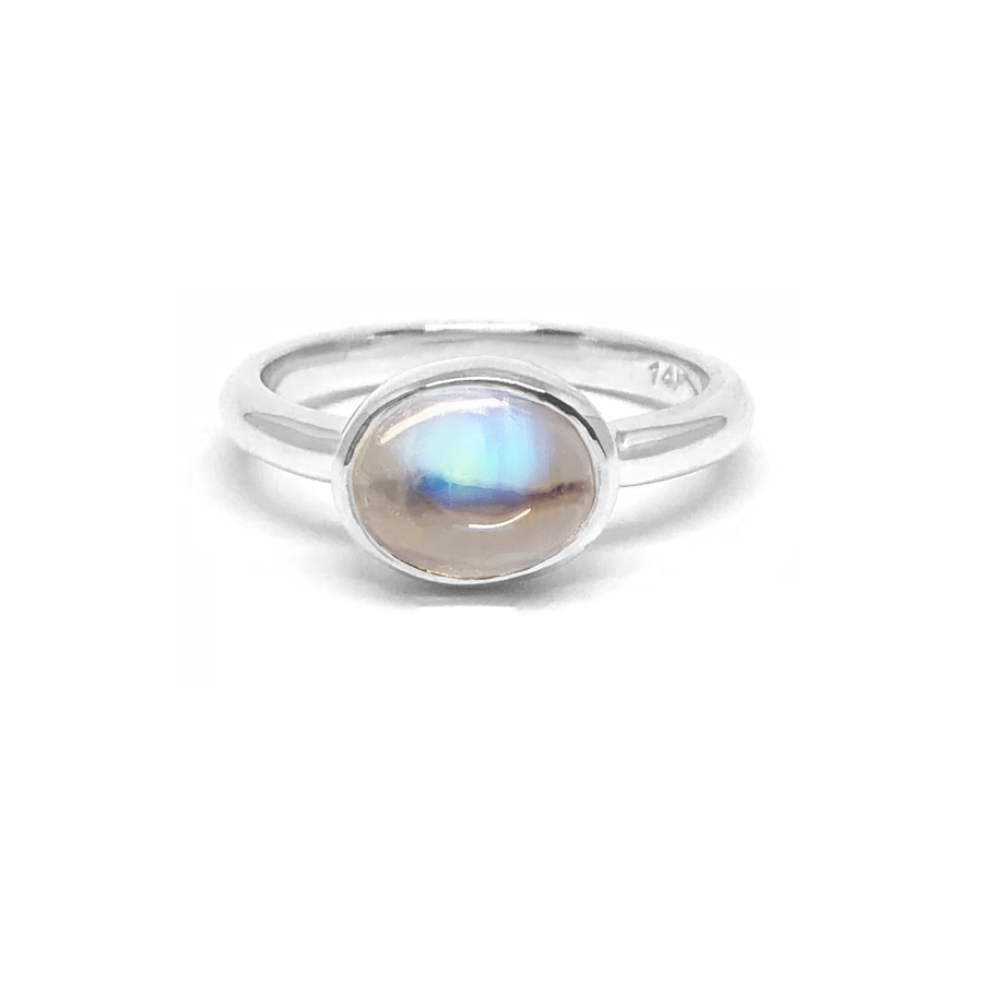 Rainbow Moonstone Gem Gold Ring